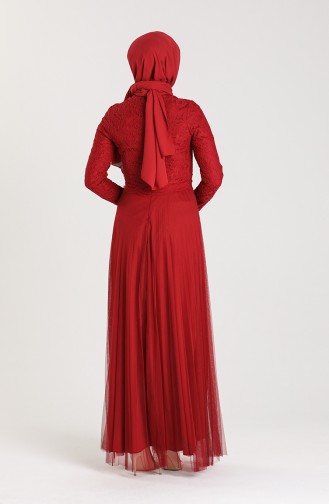 Claret Red Hijab Evening Dress 5079-02