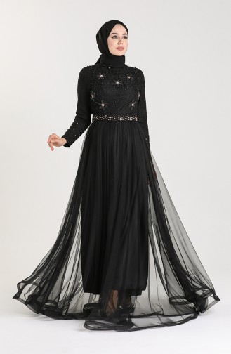 Pearl Lace Evening Dress 5094-02 Black 5094-02