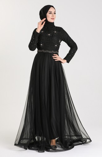 Pearl Lace Evening Dress 5094-02 Black 5094-02