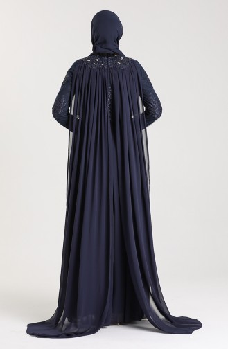 Dunkelblau Hijab-Abendkleider 6008-02