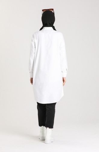 Garnili Gömlek Tunik 201537-01 Beyaz Gri