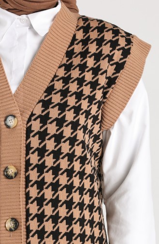 Crowbar Patterned Vest 4349-01 Milk Coffee 4349-01