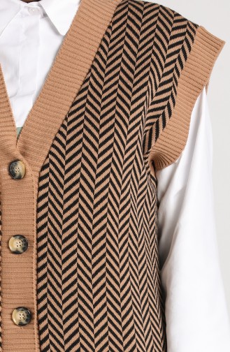 Herringbone Patterned Vest 4350-01 Milk Coffee 4350-01