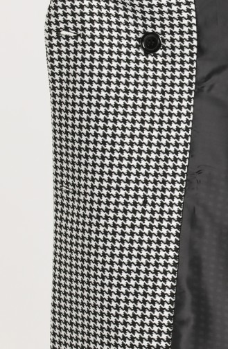 Kazayağı Desenli Ceket 6070-01 Siyah Beyaz
