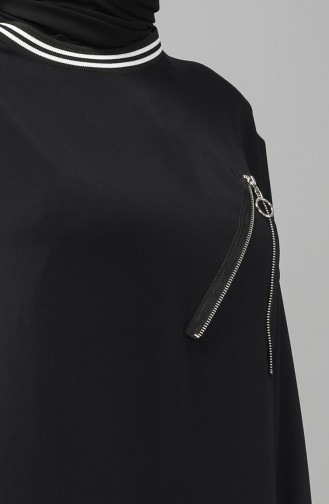 Zipper Detailed Tunic Trousers Double Suit 0312-02 Black 0312-02
