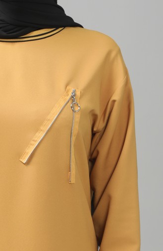 Zipper Detailed Tunic Trousers Double Suit 0312-04 Mustard 0312-04