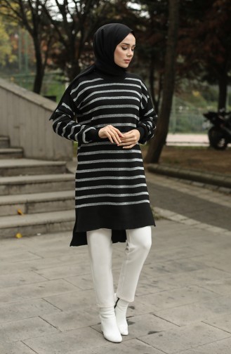 Knitwear Striped Tunic 9221-02 Black 9221-02