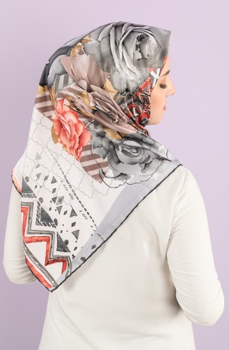 Patterned Rayon Scarf 2989-06 Gray Dark Salmon 2989-06