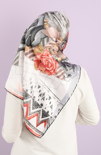 Patterned Rayon Scarf 2989-06 Gray Dark Salmon 2989-06