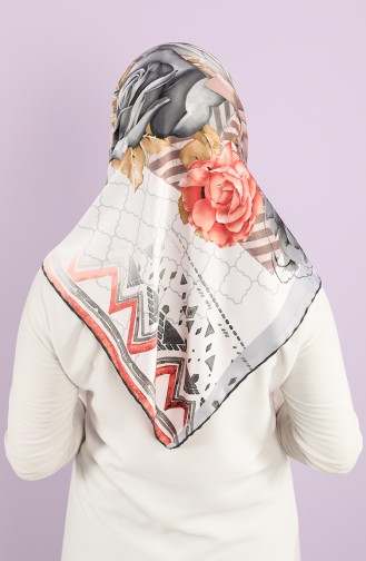 Patterned Rayon Scarf 2989-06 Gray Dark Salmon 2989-06