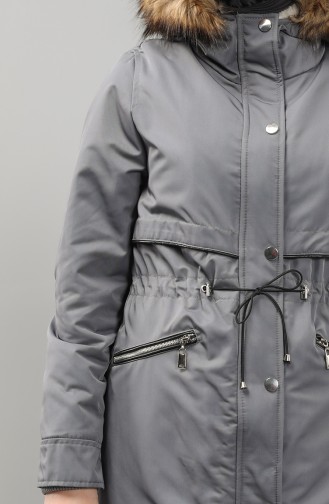 Furry Quilted Coats 6003-03 Gray 6003-03