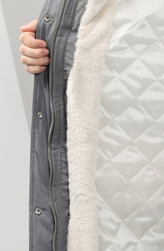 Furry Quilted Coats 6003-03 Gray 6003-03