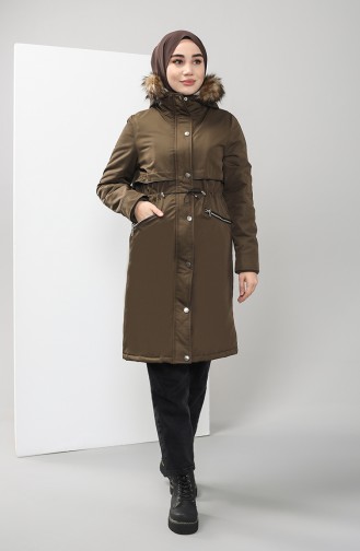 Furry Quilted Coats 6003-04 Khaki 6003-04