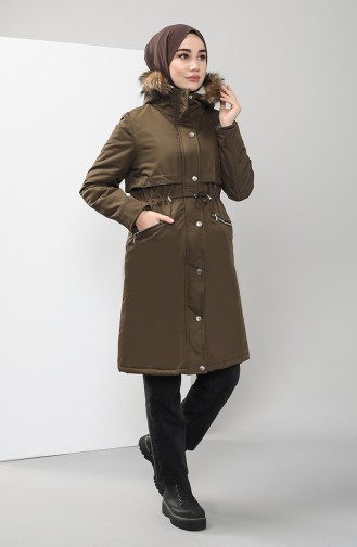 Furry Quilted Coats 6003-04 Khaki 6003-04