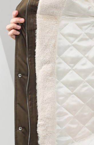 Furry Quilted Coats 6003-04 Khaki 6003-04