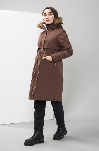 Furry Quilted Coats 6003-06 Brown 6003-06
