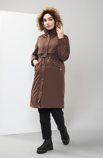 Furry Quilted Coats 6003-06 Brown 6003-06