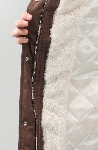 Furry Quilted Coats 6003-06 Brown 6003-06