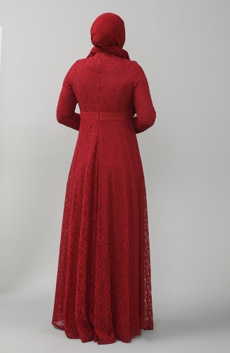 Plus Size Lace Stone Evening Dress 5082-02 Burgundy 5082-02