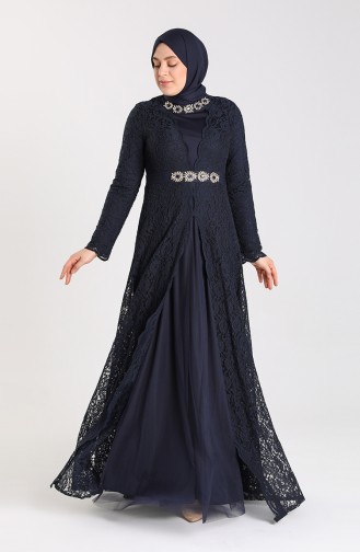 Dunkelblau Hijab-Abendkleider 5082-03