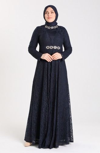 Dunkelblau Hijab-Abendkleider 5082-03