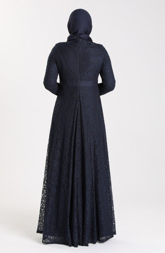Plus Size Lace Stone Evening Dress 5082-03 Navy Blue 5082-03