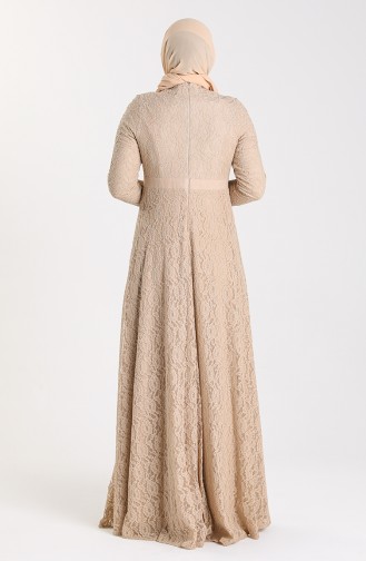 Plus Size Lace Stone Evening Dress 5082-04 Mink 5082-04