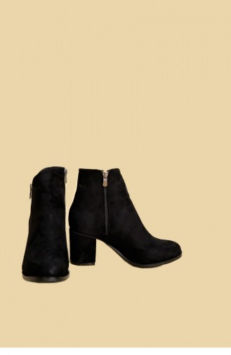 Black Suede Heeled Boots Sm Ta03 03