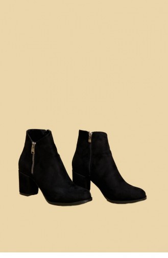 Black Suede Heeled Boots Sm Ta03 03
