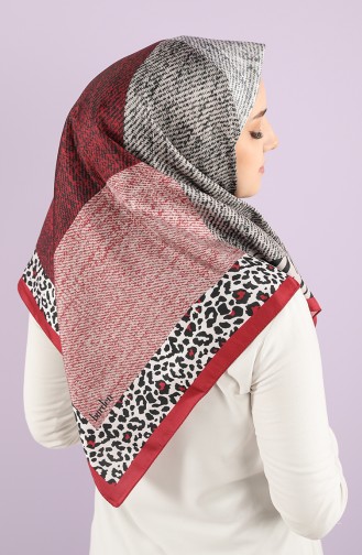 Leopard Pattern Twill Scarf 15235-02 Burgundy 15235-02