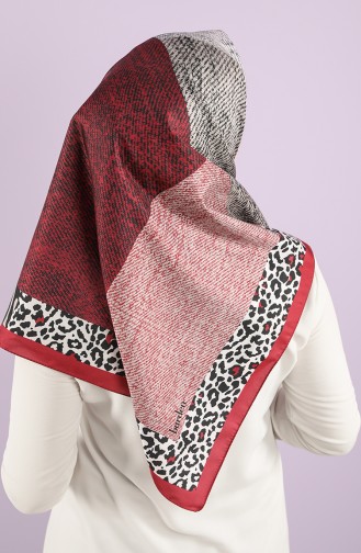 Leopard Pattern Twill Scarf 15235-02 Burgundy 15235-02