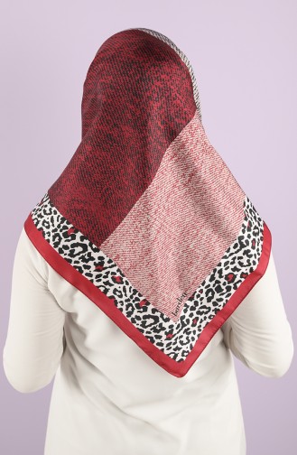 Leopar Desen Twill Eşarp 15235-02 Bordo