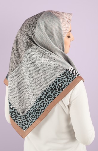 Leopar Desen Twill Eşarp 15235-07 Sütlü kahve