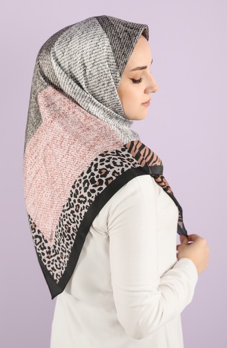 Leopar Desen Twill Eşarp 15235-10 Siyah