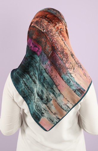 Karaca Desenli Rayon Eşarp 90748-05 Zümrüt Yeşili Taba