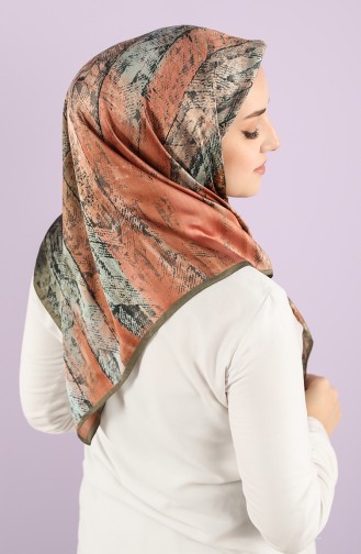 Karaca Patterned Rayon Scarf 90748-11 Khaki Onion Peel 90748-11