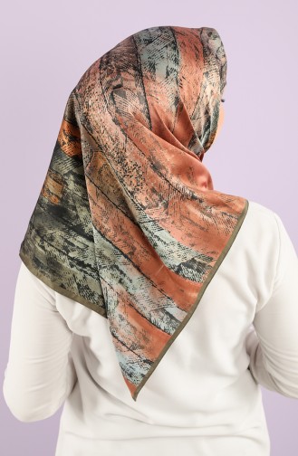 Karaca Patterned Rayon Scarf 90748-11 Khaki Onion Peel 90748-11