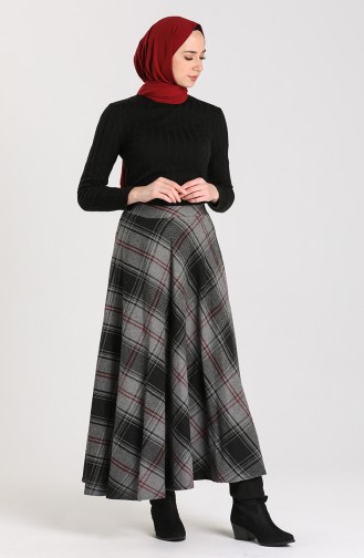 Plaid Flared Skirt 1113-02 Smoked 1113-02