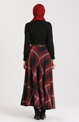 Plaid Flared Skirt 1113-03 Damson 1113-03