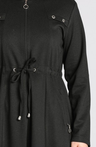 Plus Size Hooded winter Abaya 2035-01 Black 2035-01