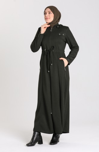 Plus Size Hooded winter Abaya 2035-03 Khaki 2035-03