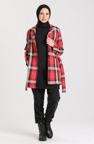 Plaid Stamp Coat 5600-05 Dark Red 5600-05