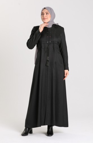 Plus Size waist Shirred Zipper Coat 1018-01 Black 1018-01