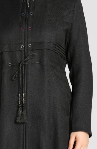 Plus Size waist Shirred Zipper Coat 1018-01 Black 1018-01