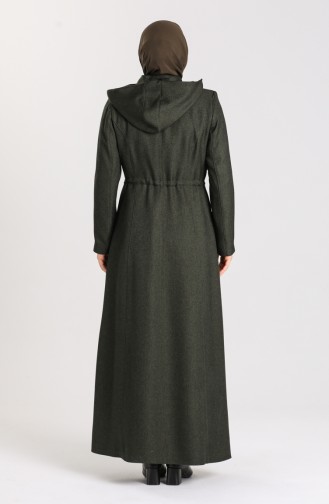 Plus Size waist Gathered Zippered Coat 1018-03 Khaki 1018-03
