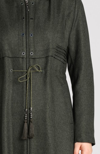 Plus Size waist Gathered Zippered Coat 1018-03 Khaki 1018-03