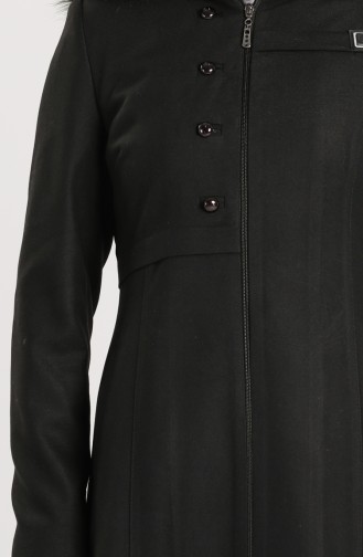 Plus Size Buttoned Stamp Coat 4008-02 Black 4008-02