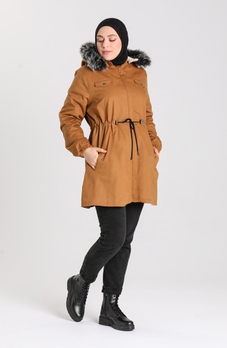 Plus Size Sheepskin Short Coat 0510-07 Dark Mustard 0510-07