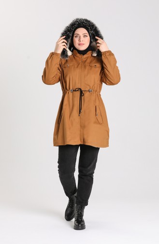 Plus Size Sheepskin Short Coat 0510-07 Dark Mustard 0510-07