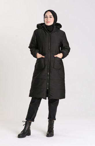 Zipper quilted Coat 1052d-01 Black 1052D-01